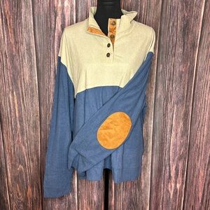 Men’s Corduroy Color Block Polo with Elbow Patches